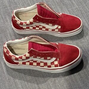 Vans Old Skool Red Checkerboard Suede Canvas Skate Shoes Mens 6.5 Womens 8.0